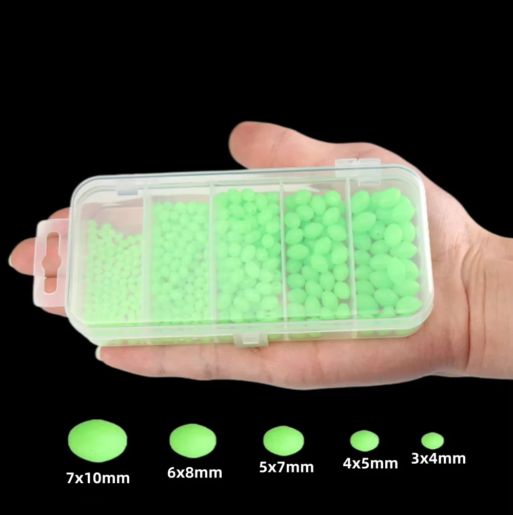 Fishing Lure Soft Plastic - 375Pcs/Set Umpan Pancing Malam Bercahaya, Manik-manik